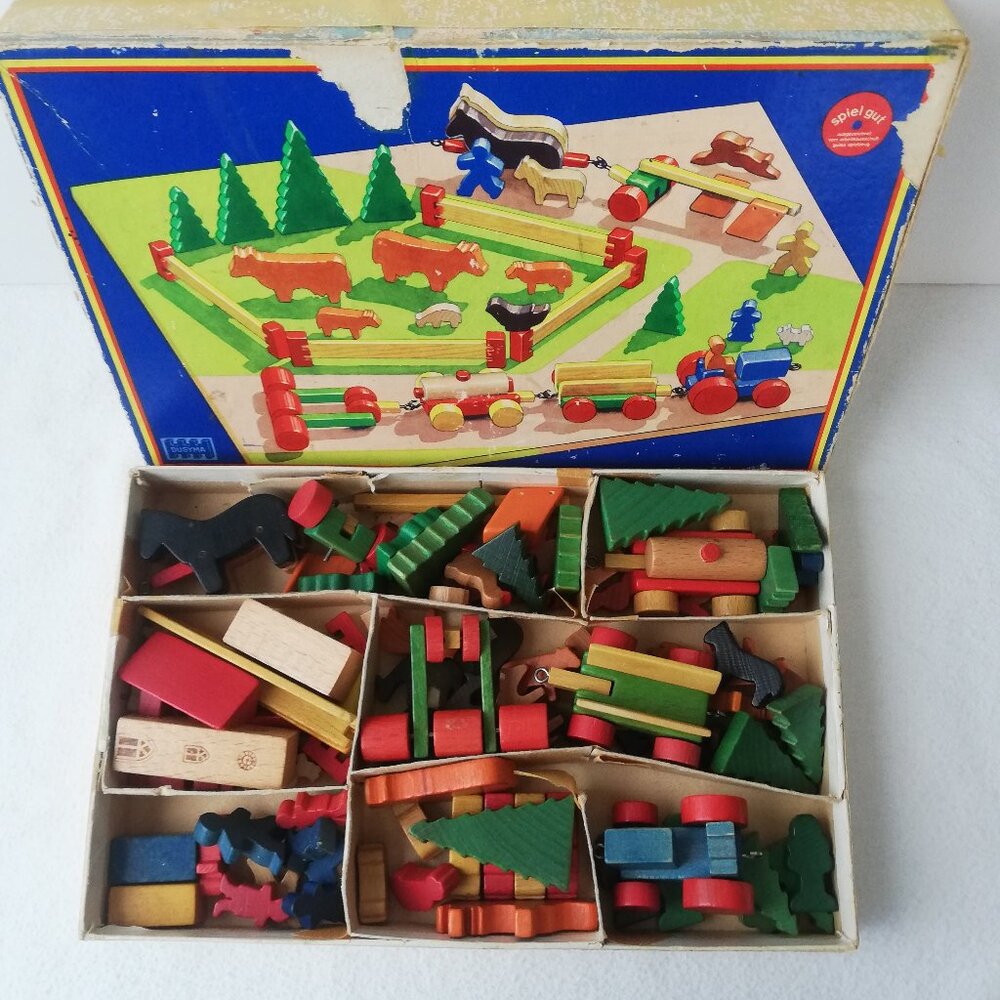 Vintage Dusyma West Germany Little Farmer Wood Toy Lot